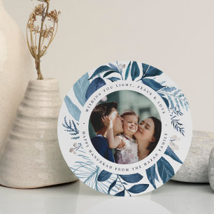 Bountiful   Round Hanukkah Photo Holiday Card