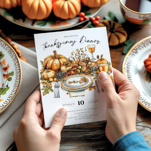 Bountiful Table Thanksgiving Dinner Pumpkin Invitation