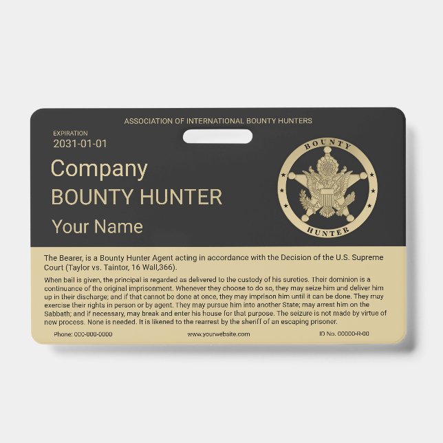 Bounty Hunter Badge ID Badge (Front)