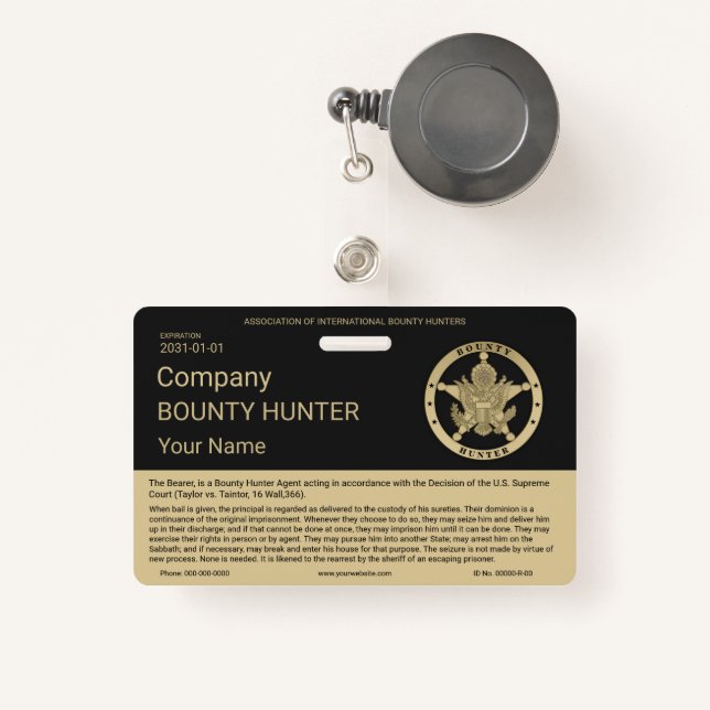 Bounty Hunter Badge ID Badge (Front with Retractable)