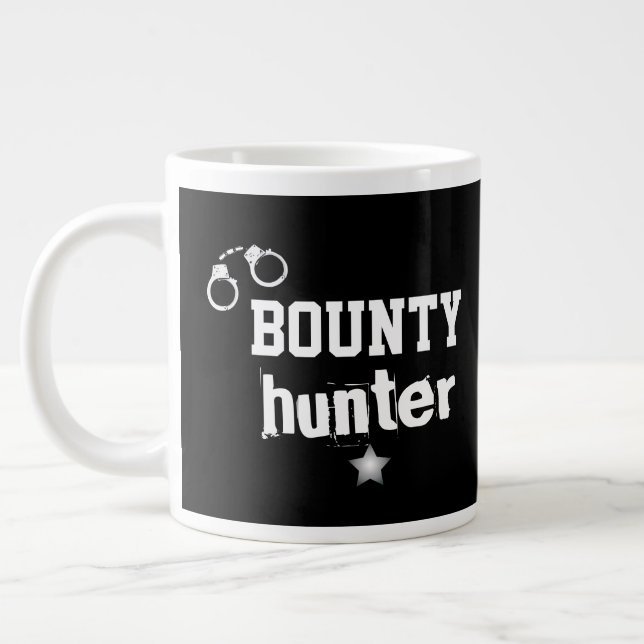 Bounty Hunter Handcuffs Bail Recovery Agent Black Large Coffee Mug (Left)