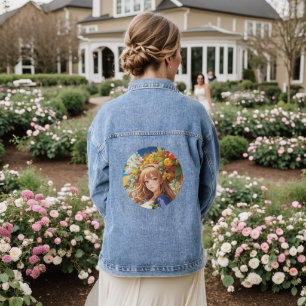 Bounty of the Seasons: A Celebration in Collage Denim Jacket