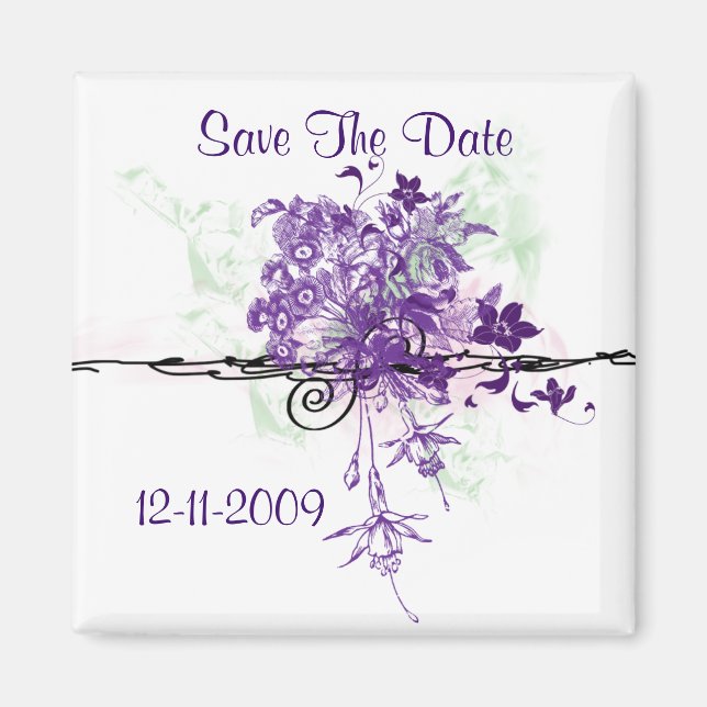Bouquet Abstract Save The Date Magnet Square (Front)