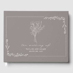 Bouquet Amethyst Grey Wedding Guest Book