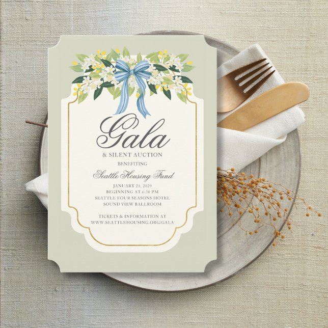 Bouquet and Bow Gala or Party, custom colour Invitation (Creator Uploaded)