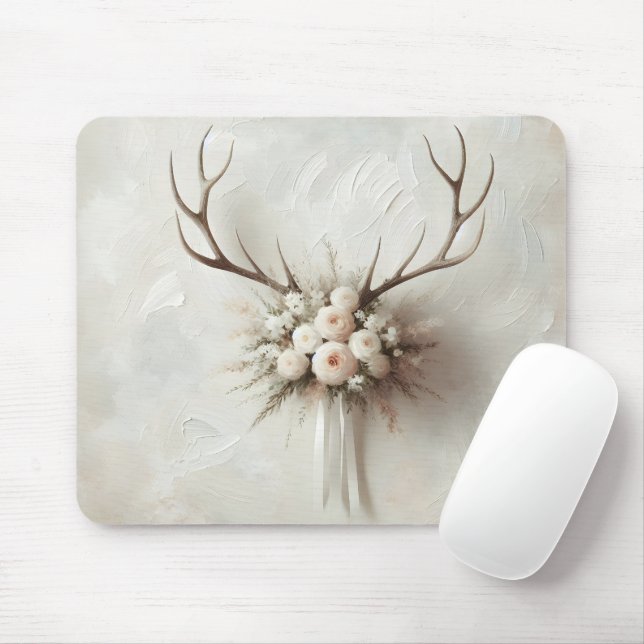 Bouquet and Deer Antlers Mouse Mat (With Mouse)