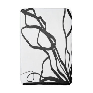 Bouquet Blanc: Abstract White & Black Bath Mat
