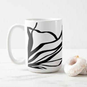 Bouquet Blanc: Abstract White & Black Coffee Mug
