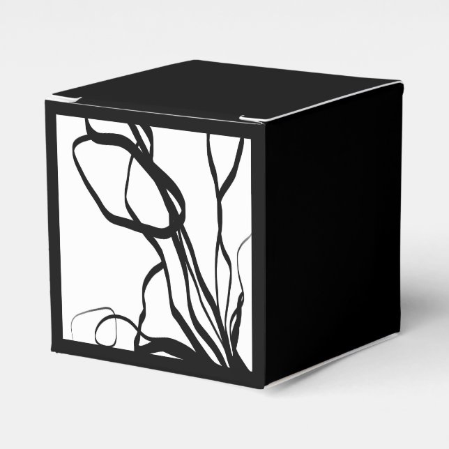 Bouquet Blanc: Abstract White & Black Favour Box (Front Side)