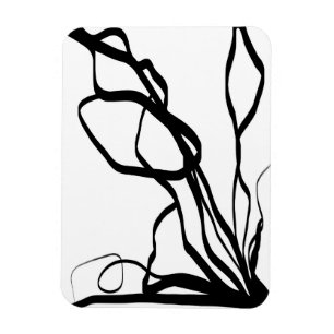 Bouquet Blanc: Abstract White & Black Magnet
