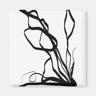 Bouquet Blanc: Abstract White & Black Magnet