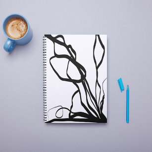 Bouquet Blanc: Abstract White & Black Notebook
