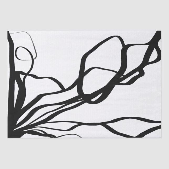 Bouquet Blanc: Abstract White & Black Tissue Paper (Front)