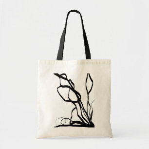 Bouquet Blanc: Abstract White & Black Tote Bag