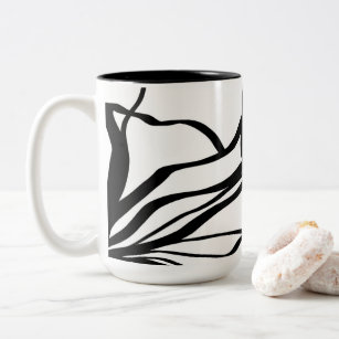 Bouquet Blanc: Abstract White & Black Two-Tone Coffee Mug