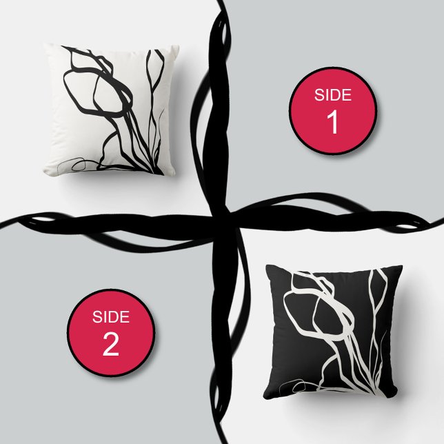 Bouquet Blanc & Noir: Abstract White & Black Cushion (Creator Uploaded)