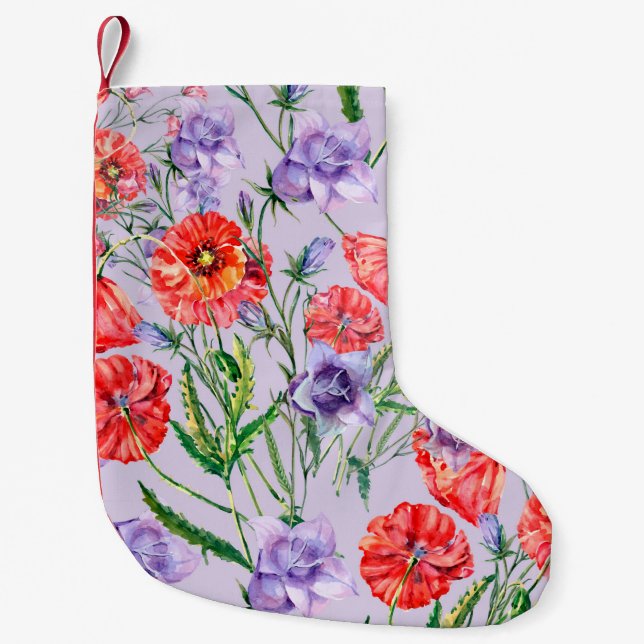 Bouquet blue bell flower, pink bell flower and pop small christmas stocking (Front)