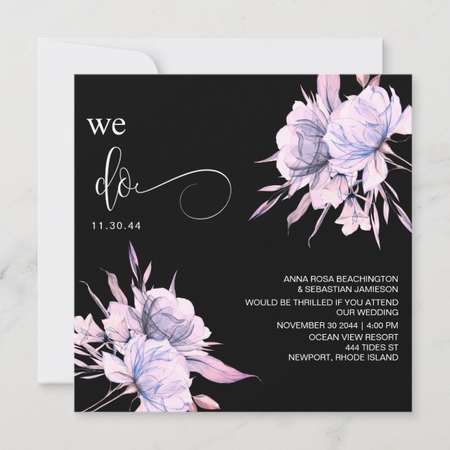 *~* Bouquet Blush AR15 Pink Floral QR RSVP WEDDING Invitation (Front)