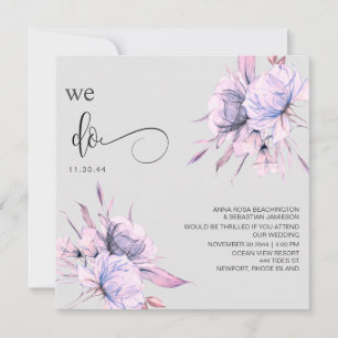 *~* Bouquet Blush Pink Floral AR15 QR RSVP WEDDING Invitation
