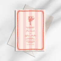 Bouquet Border Pink Stripe Tropical Wedding
