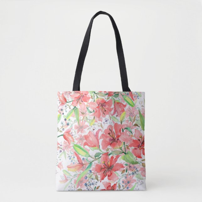 Bouquet botanical flowers with bird. Wild spring l Tote Bag (Front)