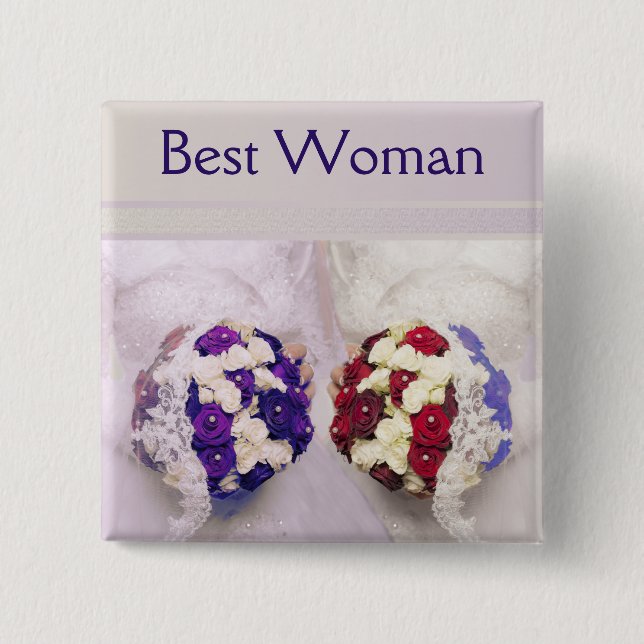 Bouquet Brides Best Woman Badge for a Gay Wedding (Front)