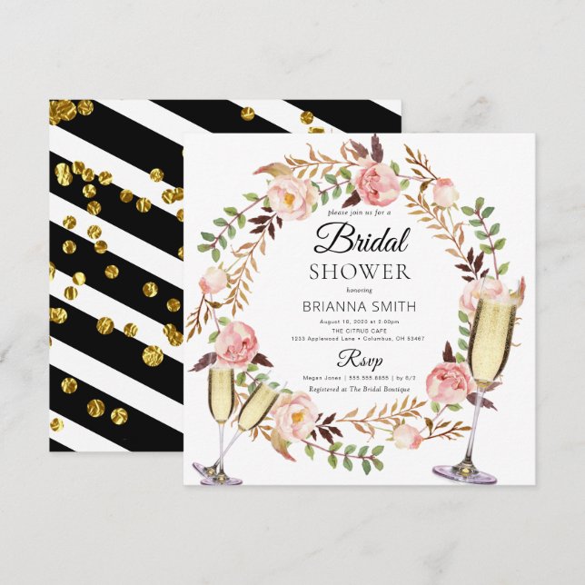 Bouquet Crown Flowery  Classy Bridal shower Invitation (Front/Back)
