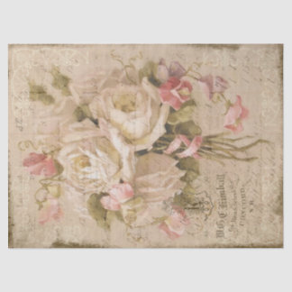 Bouquet de Roses White Roses on Ledger Decoupage Tissue Paper