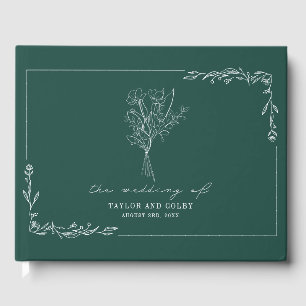 Bouquet Emerald Rustic Wedding Guest Book