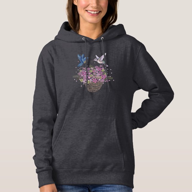 Bouquet Floral Bird Hoodie – Nature Inspired (Front)