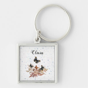 Bouquet floral blooming garden key ring