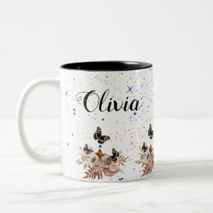 Bouquet floral blooming garden Two-Tone coffee mug
