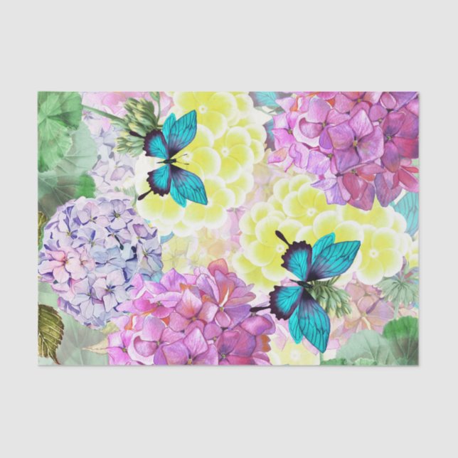 Bouquet Floral Blue Butterfly Decoupage Tissue Paper (Front)