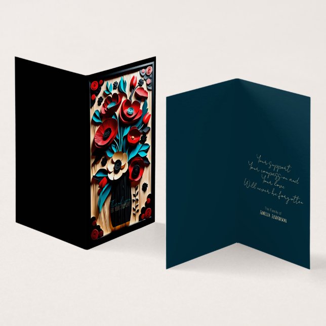 Bouquet Floral Folk Art style Sympathy Thank You C (Inside and Outside)