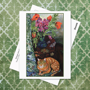 Bouquet Flowers Cat Suzanne Valadon Postcard