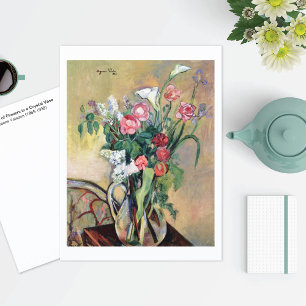 Bouquet Flowers Crystal Vase Valadon Postcard