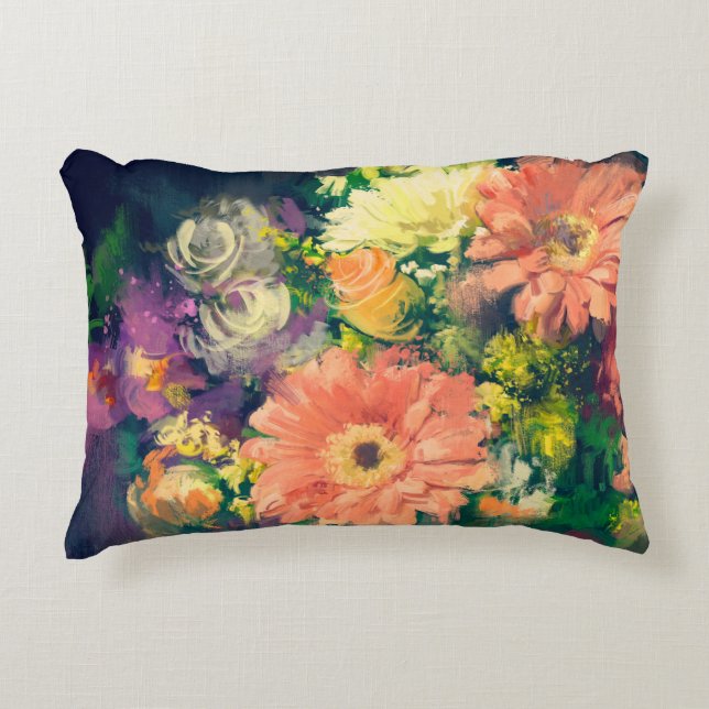 bouquet flowers in oil painting style, illustratio decorative cushion (Front)