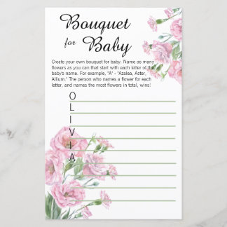 Bouquet for Baby Baby Shower Game Card