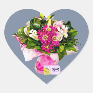 Bouquet For Mum Heart Sticker