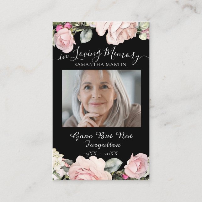 Bouquet Funeral Memorial Prayer Photo Card (Front)