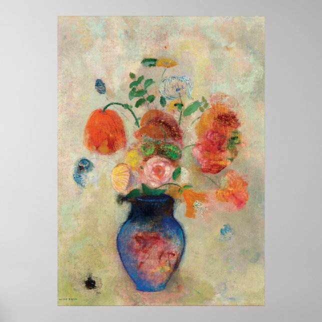 Bouquet in a Blue Vase by Odilon Redon Poster (Front)
