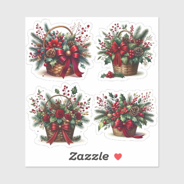 Bouquet in a festive holiday basket (Sheet)