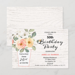 Bouquet in a Vase Birthday Invitation