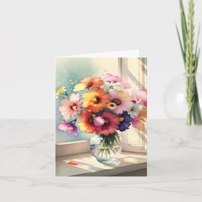 Bouquet in a Window Thank You Card (Front)