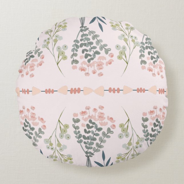 Bouquet In Boho Style Round Pillow (Front)