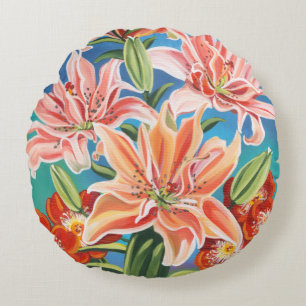 Bouquet in Border II Round Cushion