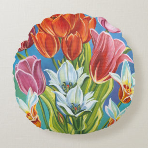 Bouquet in Border III Round Cushion