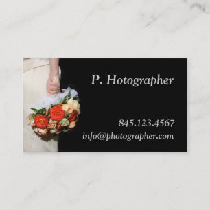 Bouquet in hand on black business card