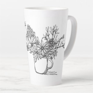 Bouquet line drawing mug