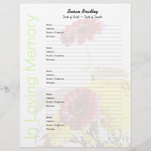 Bouquet - Memorial Guest Book Custom Filler Pages